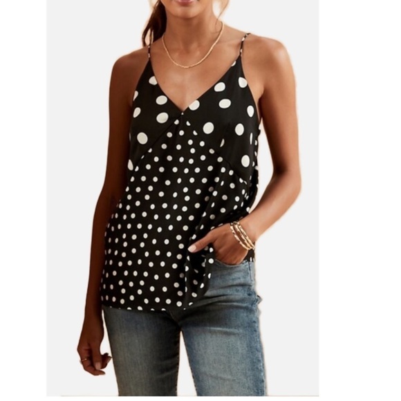 Banana Republic Tops - Banana Republic Dot Camisole V neck Adjustable straps Elastic at back neckline.